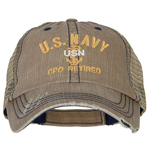 e4Hats.com US Navy CPO Retired Embroidered Low Profile Cotton Mesh Cap - Khaki OSFM e4Hats.com US Navy CPO Retired Embroidered Low Profile Cotton Mesh Cap - Khaki OSFM