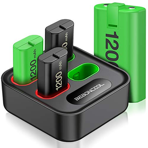 Rechargeable Battery Pack with Charger for Xbox Series X|S-Charger for Xbox One Controller Battery Pack with 4x1200mAh Batteries-Rechargeable Battery Pack for XSX|S/X1/One S/One X/One Elite Controller