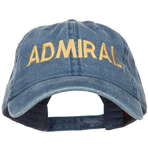 e4Hats.com Admiral Embroidered Washed Buckle Cap - Navy OSFM