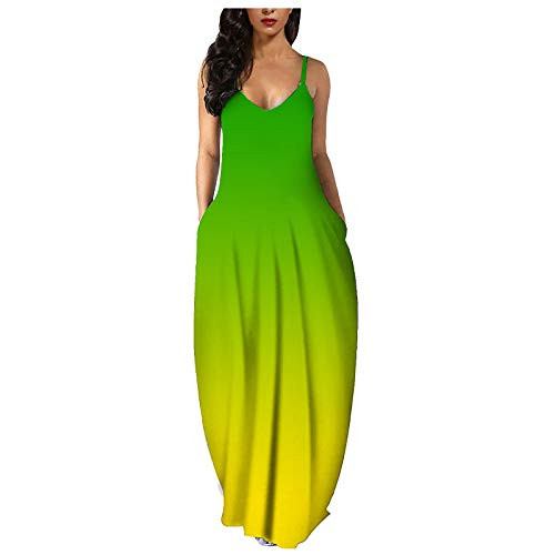 Womens Dresses Casual Summer Sundress Sleeveless V-Neck Gradient Tie-dye Loose Maxi Long Dress Tank Tunic Dress Green Womens Dresses Casual Summer Sundress Sleeveless V-Neck Gradient Tie-dye Loose Maxi Long Dress Tank Tunic Dress Green