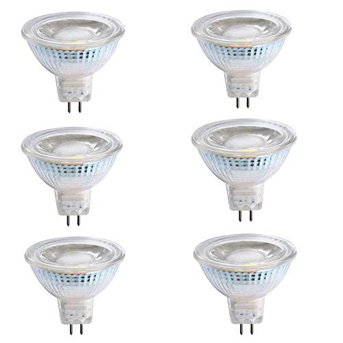 MR16 G5.3 COB LED Light Bulbs -6 Pack- 5W -50W Equivalent Halogen Light Bulbs- 12V LED Spotlight Bulbs Dimmable 3000K Warm White Recessed Lighting