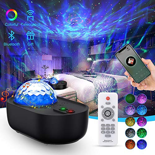 Star Projector Night Light- EnBrilite Galaxy Projector Nebula Cloud Ocean Wave Light Projector with White Noise Bluetooth Speaker Remote Control- Galaxy Light Projector for Bedroom- Babys- Kids Gift
