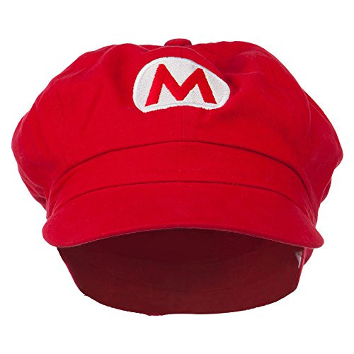 Youth Circle Mario and Luigi Embroidered Cotton Newsboy Cap - Red OSFM