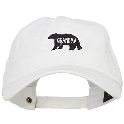e4Hats.com Grandma Bear Embroidered Washed Cotton Twill Cap - White OSFM