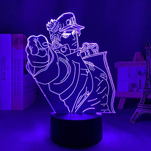 3D Anime Lamp Night Light JoJo Bizarre Adventure Jotaro Kujo for Bedroom Decor Birthday Gift for Him JoJo Led Manga-Touch Control