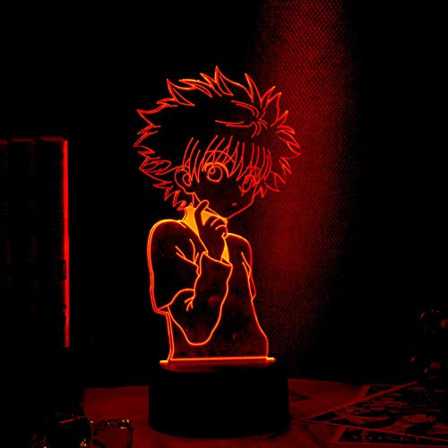 SDASF 3D Lights Optical Illusions Night Light Anime Led Light Anime Hunter X Hunter Killua Figure 3D Night Lamp for Kids Child Bedroom Decor Nightlight Manga Gift Night Light Table Lamp Remote