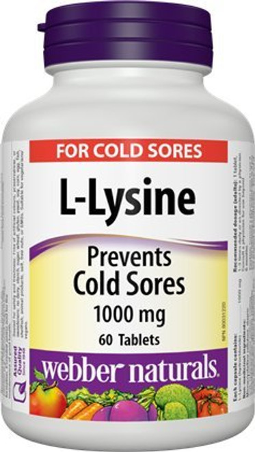 Webber Naturals L-Lysine- 1000 mg- 60 Tablets Webber Naturals L-Lysine- 1000 mg- 60 Tablets