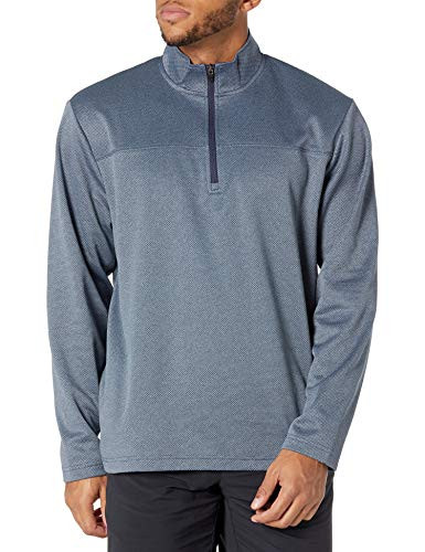 PGA TOUR Men's Long Sleeve Two Tone Half Zip Golf Jacket- Deep Navy Heather- Medium