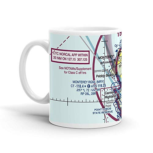 Monterey Regional Airport -MRY-- Fred Kane Drive- Monterey- CA- USA FAA Sectional Aeronautical Charts Chart Mug- 11oz Monterey Regional Airport -MRY-- Fred Kane Drive- Monterey- CA- USA FAA Sectional Aeronautical Charts Chart Mug- 11oz