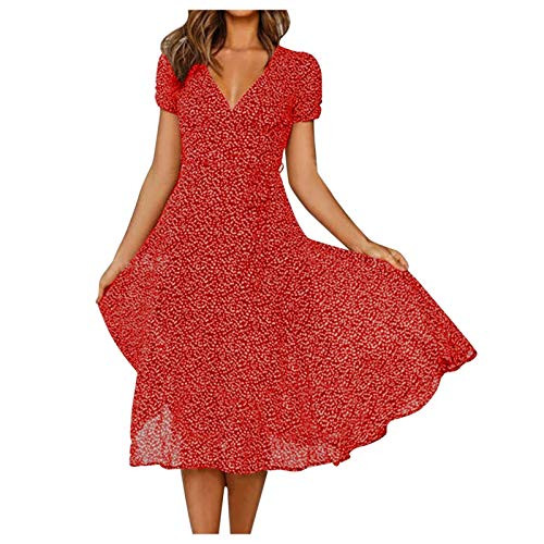 NJGRAE Sexy Dresses for Women 2021 Plus Size Dresses Wedding Dress Women Casual Polka Dot Print Short Sleeve V-Neck Dress RED XXL NJGRAE Sexy Dresses for Women 2021 Plus Size Dresses Wedding Dress Women Casual Polka Dot Print Short Sleeve V-Neck Dress RED XXL