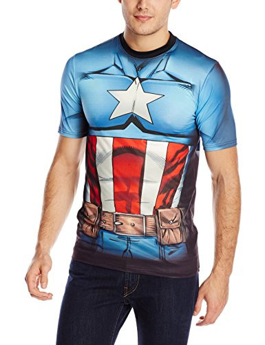 Marvel Captain America Men's Cappin Stance T-Shirt- White Sublimated- X-Large