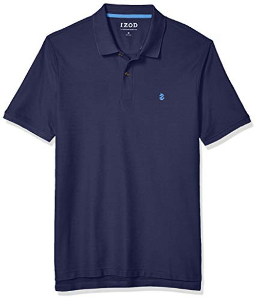 IZOD Mens Short Sleeve Pique Polo Shirt Large Navy Blue