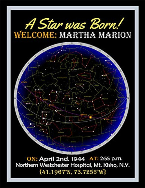 Star Chart at Your Birth Personalized for You - Premium Quality - 8.5inch by 11inch OR 11X14 -LG 11inch X 14inch- Star Chart at Your Birth Personalized for You - Premium Quality - 8.5inch by 11inch OR 11X14 -LG 11inch X 14inch-