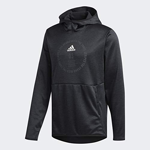 adidas Men's Team Issue Badge of Sport Hoodie- Black/Heather/White- Small