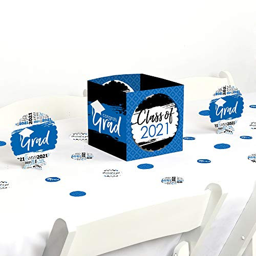 Big Dot of Happiness Blue Grad - Best is Yet to Come - Royal Blue 2021 Graduation Party Centerpiece  and  Table Decoration Kit