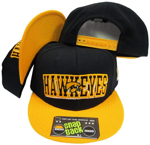 Iowa Hawkeyes Black/Yellow Two Tone Plastic Snapback Adjustable Plastic Snap Back Hat/Cap Iowa Hawkeyes Black/Yellow Two Tone Plastic Snapback Adjustable Plastic Snap Back Hat/Cap