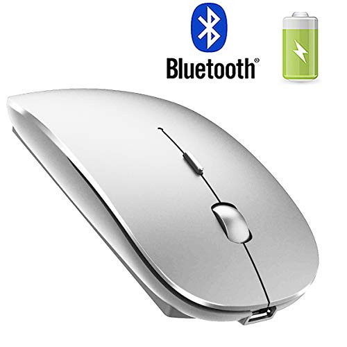 Rechargeable Bluetooth Mouse for Mac Pro Air Laptop Wireless Bluetooth Mouse Compatible with OS Windows Laptop MacBook pro/Air Sliver