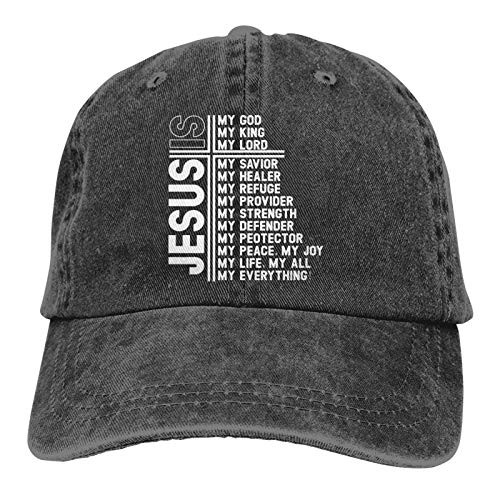 Jesus is My God My King My Lord Savior Healer Refuge Baseball Caps Adult Adjustable Denim Cap Jesus is My God My King My Lord Savior Healer Refuge Baseball Caps Adult Adjustable Denim Cap