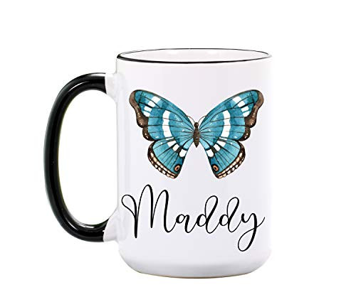 Butterfly Mug - Personalized Large 15 oz or 11 oz Ceramic Cup - Butterfly Coffee Cup - Butterfly Coffee Mugs for Women - Butterfly Gifts
