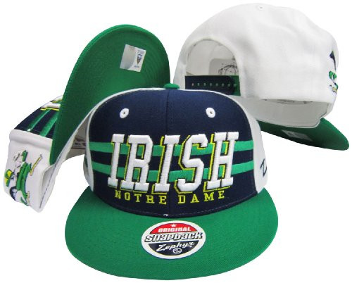 Notre Dame Fighting Irish Three Tone Plastic Snapback Adjustable Plastic Snap Back Hat/Cap Blue