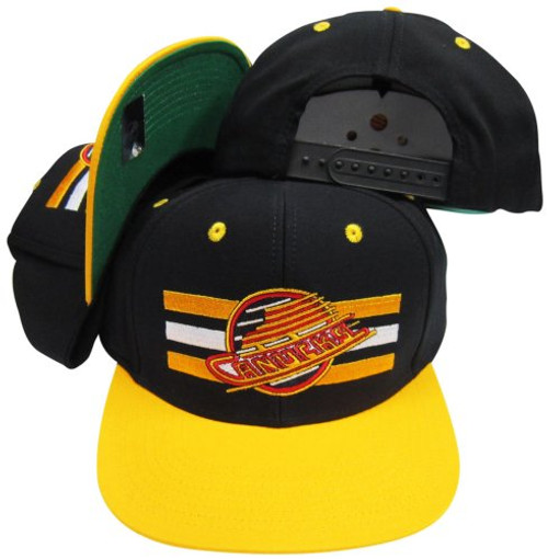 Vancouver Canucks Black/Yellow Two Tone Snapback Adjustable Plastic Snap Back Hat/Cap Vancouver Canucks Black/Yellow Two Tone Snapback Adjustable Plastic Snap Back Hat/Cap