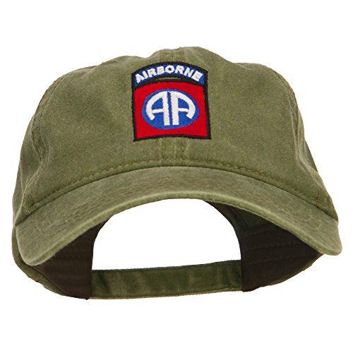 e4Hats.com 82nd Airborne Embroidered Washed Cap - Olive OSFM e4Hats.com 82nd Airborne Embroidered Washed Cap - Olive OSFM
