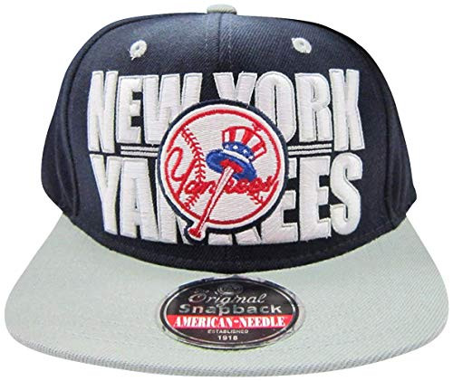 New York Yankees Block Two Tone Plastic Snapback Adjustable Plastic Snap Back Hat/Cap Navy Blue