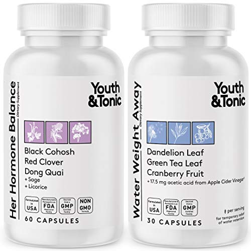 Diuretics Pills for Women | Fluid Retention Away  and  Relief for PMS  and  Menopause Hormonal Changes | Water Loss Supplement for Belly Bloating Swelling to Balance Body Water Weight  and  Female Hormone Support