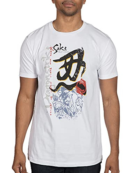 JINX Overwatch Dragonstrike Sake -Hanzo- Men's Gamer Graphic T-Shirt- White- Small JINX Overwatch Dragonstrike Sake -Hanzo- Men's Gamer Graphic T-Shirt- White- Small