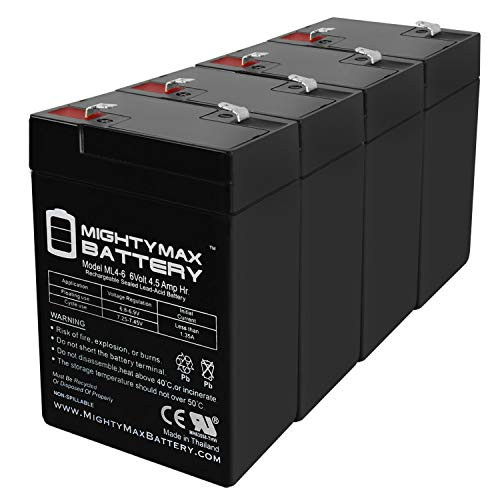 Mighty Max Battery ML4-6 - 6V 4.5AH Battery Replaces DG6-5- CFM6V4.6- ELB-06042- GP645- LCR6V4P- PE6V4F - 4 Pack Brand Product