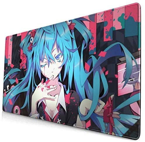 Vocaloid Hatsune Miku Halloween 15.8x29.5 in Large Gaming Mouse Pad Desk Mat Long Non-Slip Rubber Stitched Edges