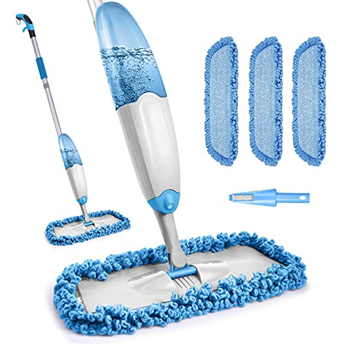 Microfiber Spray Mop for Floor Cleaning- TINA and TONY Hardwood Floor Mop Spray Dry Wet Mop with 3 Reusable Mop Pads and 635ML Refillable Bottle- Kitchen Dust Mop for Hardwood Laminate Tile Floors- Blue Microfiber Spray Mop for Floor Cleaning- TINA and TONY Hardwood Floor Mop Spray Dry Wet Mop with 3 Reusable Mop Pads and 635ML Refillable Bottle- Kitchen Dust Mop for Hardwood Laminate Tile Floors- Blue