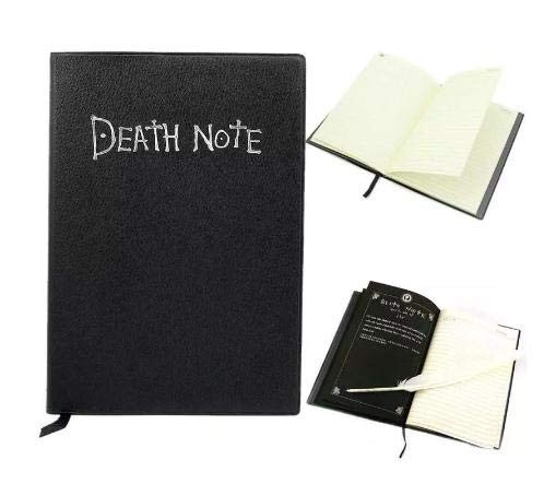 A5 Anime Death Note Notebook Set Leather Journal and Necklace Feather Pen Journal Death Note Pad for Gift D40