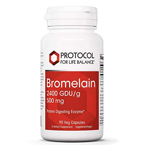 Protocol For Life Balance - Bromelain 2400 GDU/g 500 mg - Protein Digesting Enzyme- Supports Healthy Digestion- Nutrient Absorption- Reduce Inflammation- Gas and Stomach Pain Relief - 90 Veg Capsules