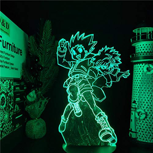 3D Optical Illusion led Lamps Anime Hunter X Hunter Gon and Killua 3D Led Anime Lamp Night Lights Illusion Table Lamp for Kids Bedroom Home Decor Birthday Manga Gift 7 Color Touch DFXIAO FUTYE