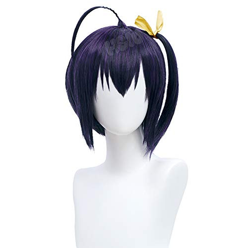 Takanashi Rikka Cosplay Wig Anime Love- Chunibyo  and  Other Delusions Cosplay HSIU Black And Purple Mixed Short HairPlusfree Wig Cap
