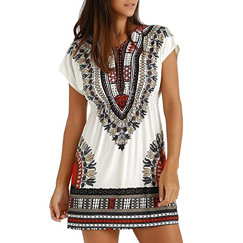 Clearance Women Dresses Casual Ethnic Printed Cocktail Party Evening Mini Dress Beach Sundress for Summer -XXL- White- Clearance Women Dresses Casual Ethnic Printed Cocktail Party Evening Mini Dress Beach Sundress for Summer -XXL- White-