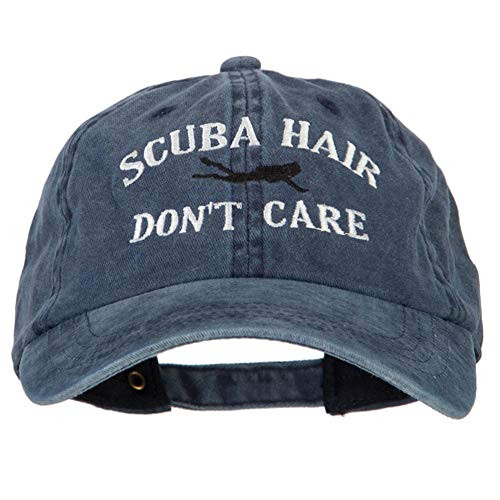 e4Hats.com Scuba Hair Don't Care Embroidered Washed Cotton Twill Cap - Navy OSFM