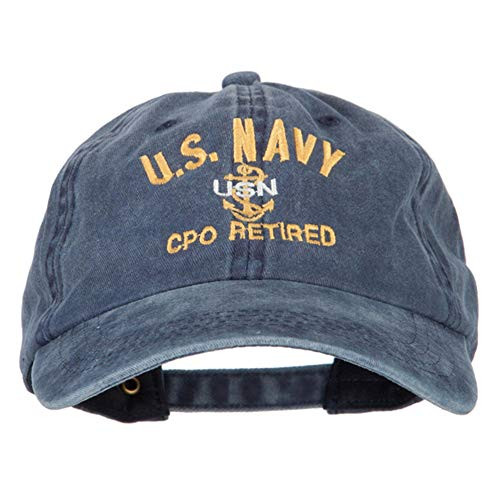 e4Hats.com US Navy CPO Retired Military Embroidered Washed Cotton Twill Cap - Navy OSFM e4Hats.com US Navy CPO Retired Military Embroidered Washed Cotton Twill Cap - Navy OSFM