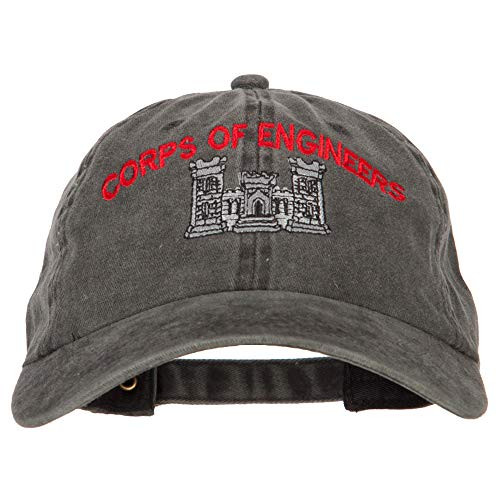 e4Hats.com US Army Corps of Engineers Embroidered Washed Buckled Cap - Black OSFM