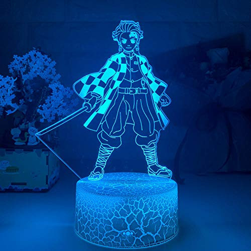 Anime Figure Lamp Kimetsu No Yaiba Tanjiro Kamado Figure Led Night Light for Kids Bedroom Decor Nightlight Child Desk Demon Slayer Gift-Remote Control