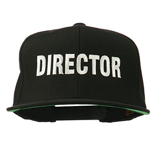 e4Hats.com Director Embroidered Flat Bill Cap - Black OSFM