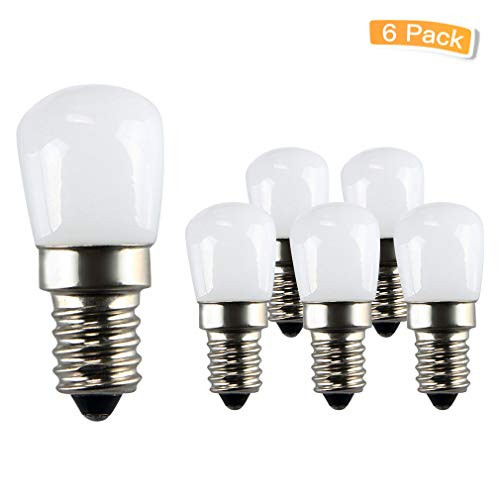 LXcom Ceramic E12 LED Refrigerator Bulb Indicator Light 2W Candelabra Base 15W Incandescent Light Equivalent 110V LED Appliance Bulb Dimmable Refrigerator Light Bulb Warm White 3000K, 6 Pack