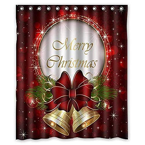 Merry Christmas Custom Waterproof Fabric Polyester Shower Curtain Bathroom Decor 71" 71"
