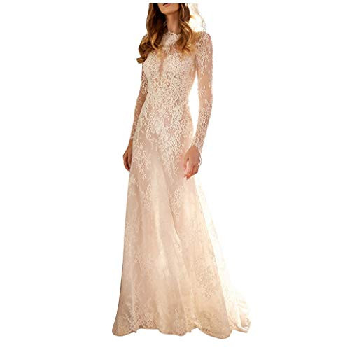 Wedding Dress Romantic Lace Bridesmaid Dresses Long Sleeves Backless Vintage Gowns Bridal Dresses White