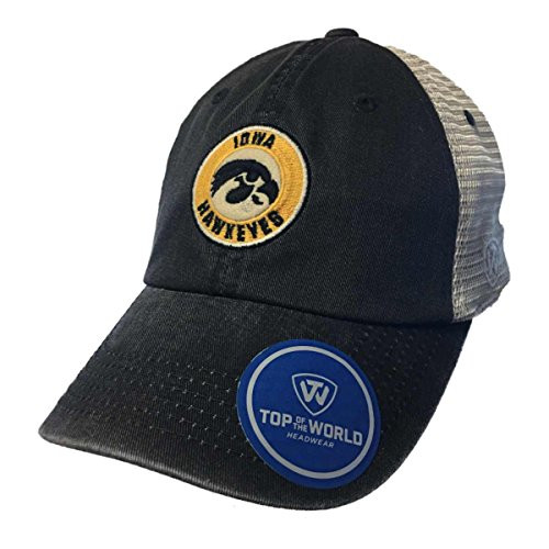 Top of the World Iowa Hawkeyes Tow Black Two-Tone Haven Mesh Adj. Snapback Slouch Hat Cap Top of the World Iowa Hawkeyes Tow Black Two-Tone Haven Mesh Adj. Snapback Slouch Hat Cap