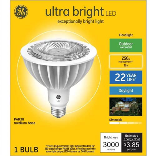 GE Ultra Bright LED Outdoor Floodlight 250 watt Equivalent PAR38 Daylight Dimmable