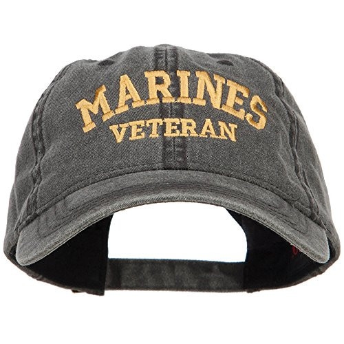 e4Hats.com Marines Veteran Letters Embroidered Washed Cap - Black OSFM