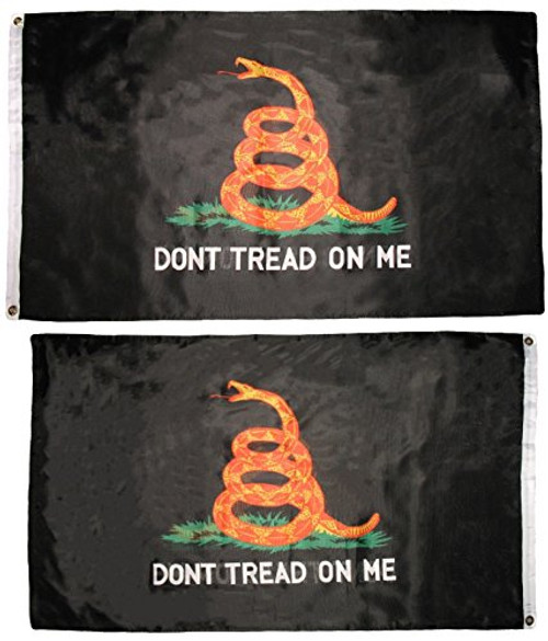 3x5 Black/Orange Gadsden Don't Tread On Me Flag Tea Party Double Sided PREMIUM Vivid Color and UV Fade BEST Garden Outdor Decor Resistant Canvas Header and polyester material FLAG