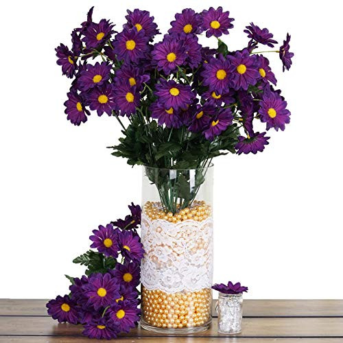 Efavormart 88 Artificial Gerbera Daisy Flowers for DIY Wedding Bouquets Centerpieces Party Home Decorations Wholesale - Purple